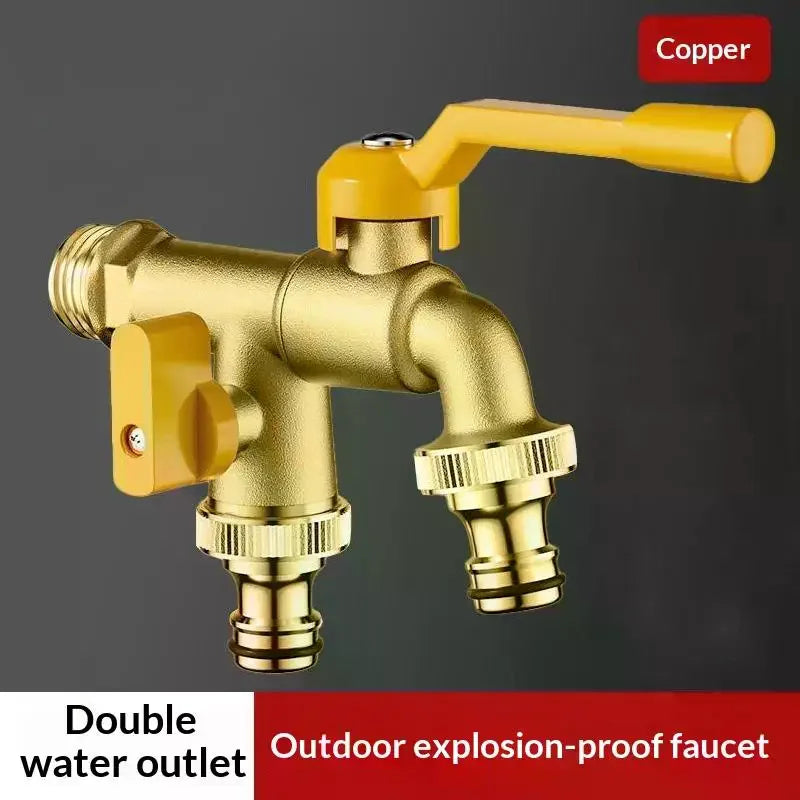 2-Way Freeze-Proof Outdoor Garden Faucet – Dual Outlet Zinc Alloy Garden Water Faucet Richie's