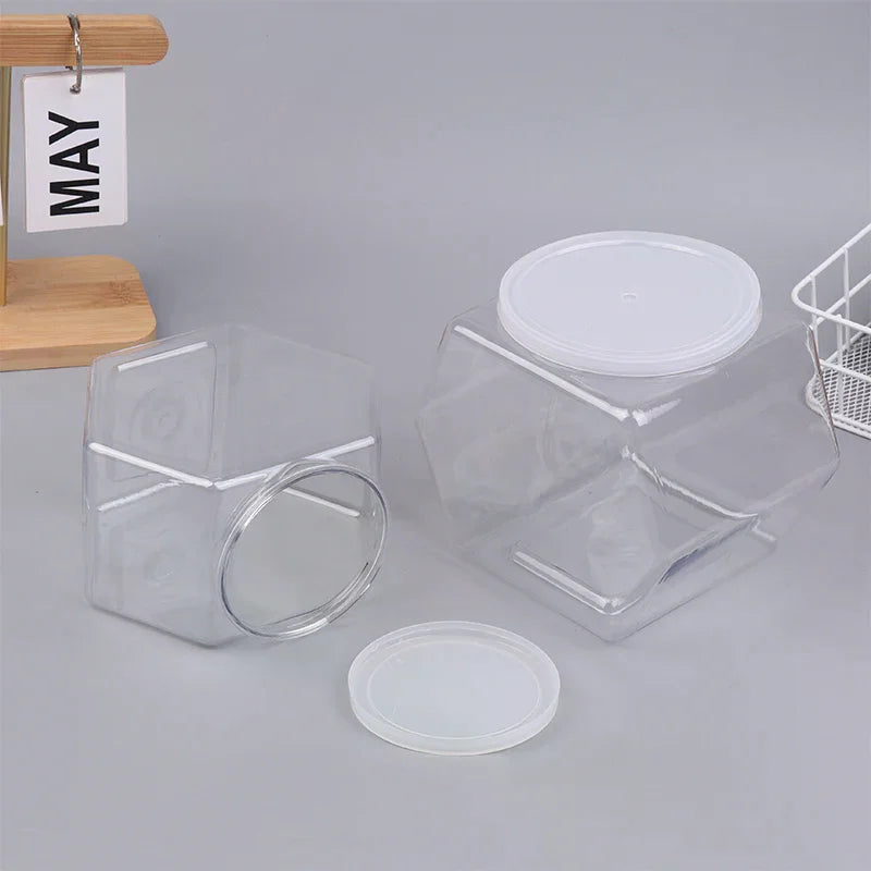 Hexagonal Candy Cookie Jar Airtight PET Storage Container Food Storage Jar Richie's