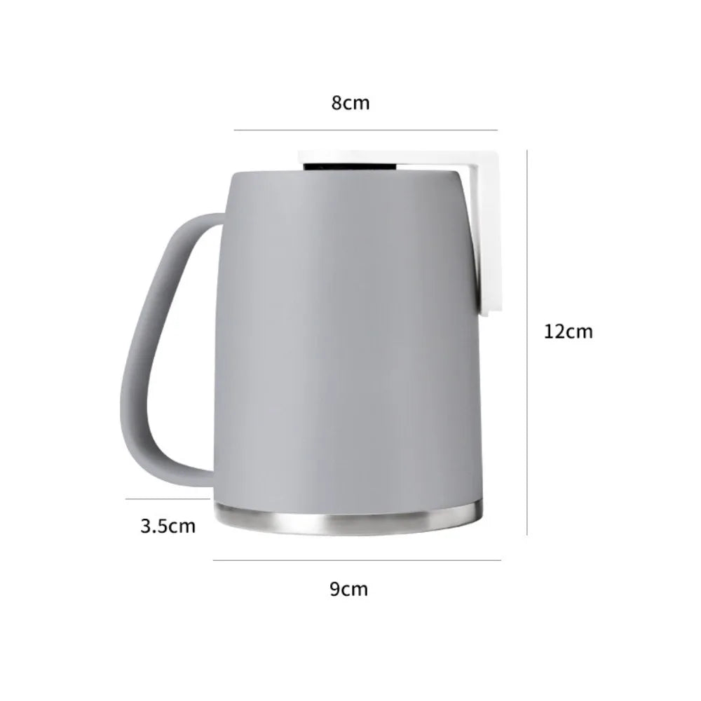 304 Stainless Steel Magnetic Mouthwash Cup – No-Drill 400ml Bathroom Cup Holder Richie's Grey
