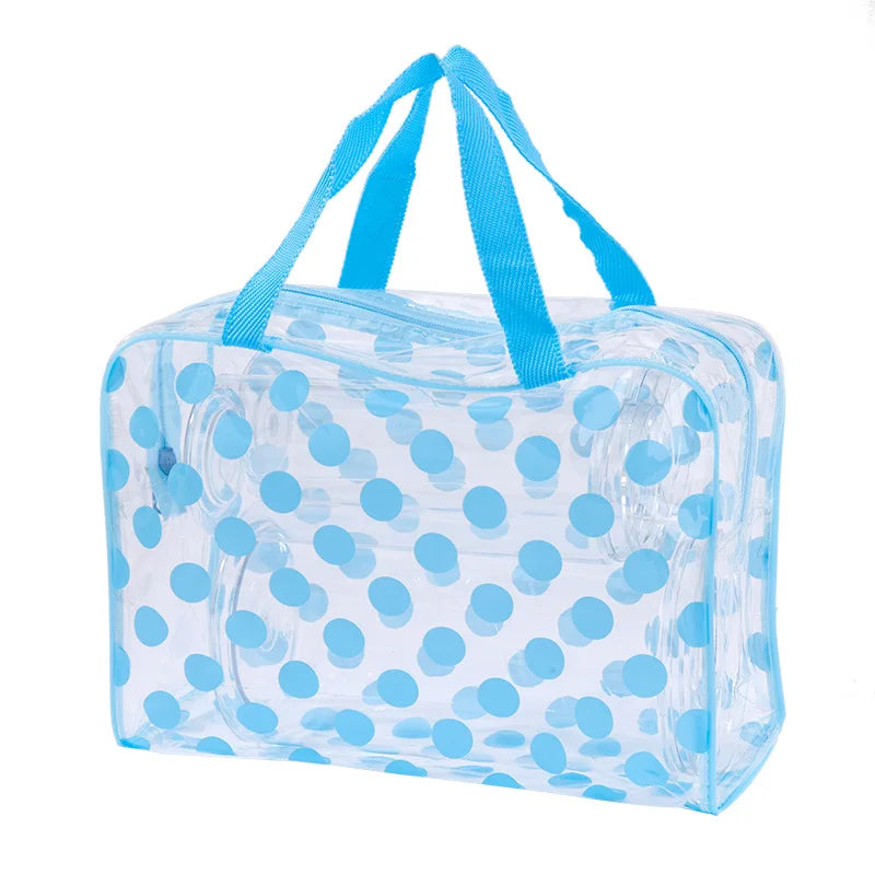 Transparent Polka Dot PVC Makeup Bag – Waterproof Cosmetic Cosmetic Bag Richie's Sky Blue