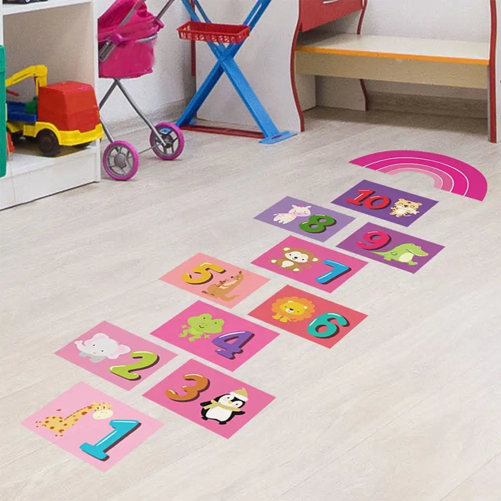 Multicolor Hopscotch Game Floor Stickers – Self-Adhesive PVC Kids Floor Sticker Game Richie's