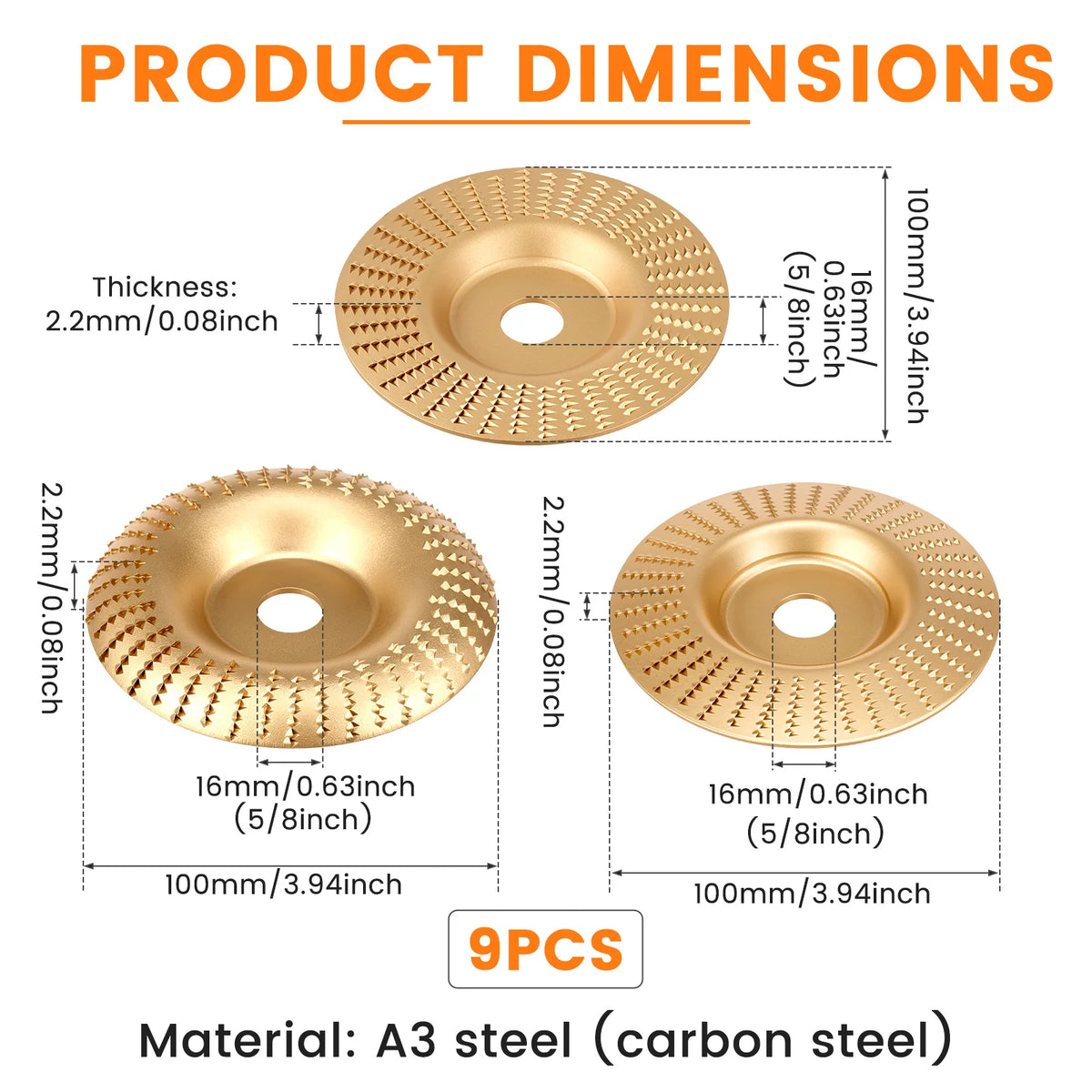 Wood Carving Disc Set for Angle Grinder – A3 Steel Anti-Clog Wood Carving Disc Set Richie's