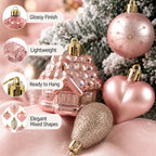40-Piece Pink & Gold Shatterproof Christmas Ornaments Set Christmas Ornament Set Richie's
