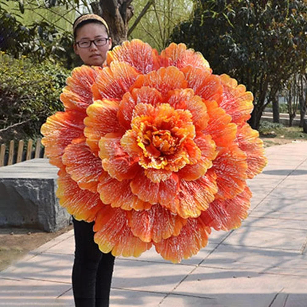 70cm Bamboo Peony Dance Umbrella – Handmade Stage Art Prop Dance Prop Umbrella Richie's Orange
