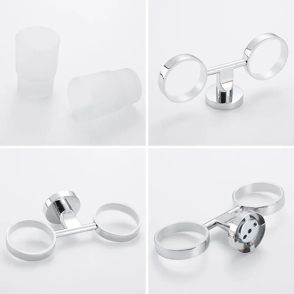 Wall Mount Double Toothbrush Cup Holder – Brushed Stainless Steel Toothbrush Cup Holder Richie's