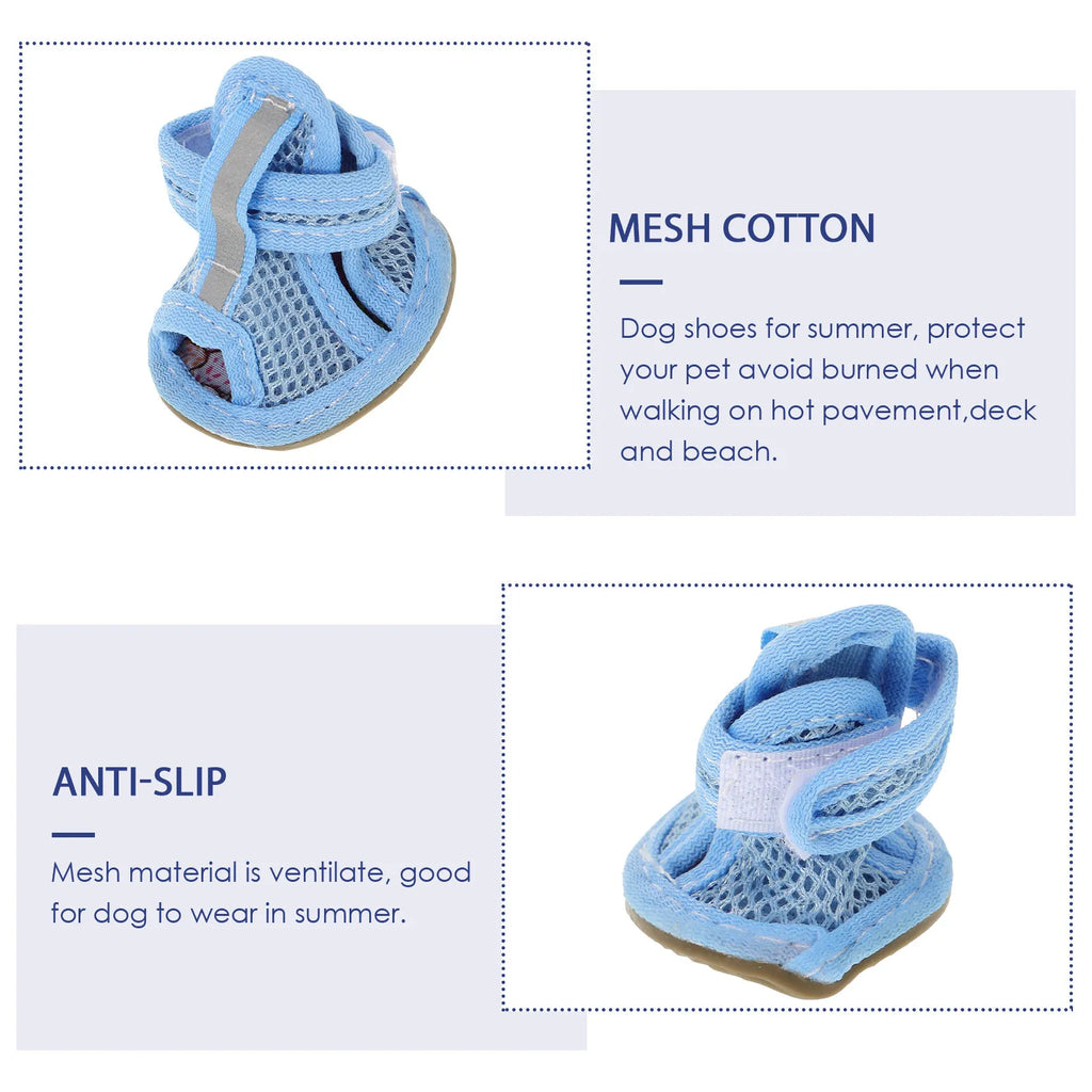 Breathable Mesh Dog Sandals 4-Pack – Anti-Slip Summer Pet Shoes Dog Sandals Richie's