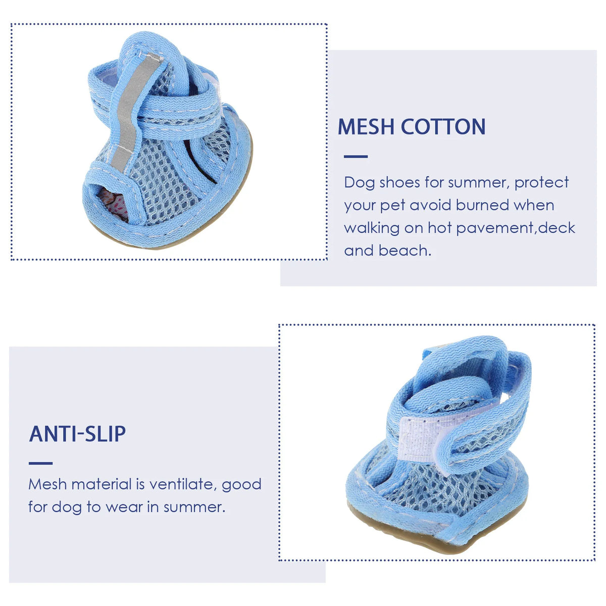 Breathable Mesh Dog Sandals 4-Pack – Anti-Slip Summer Pet Shoes Dog Sandals Richie's
