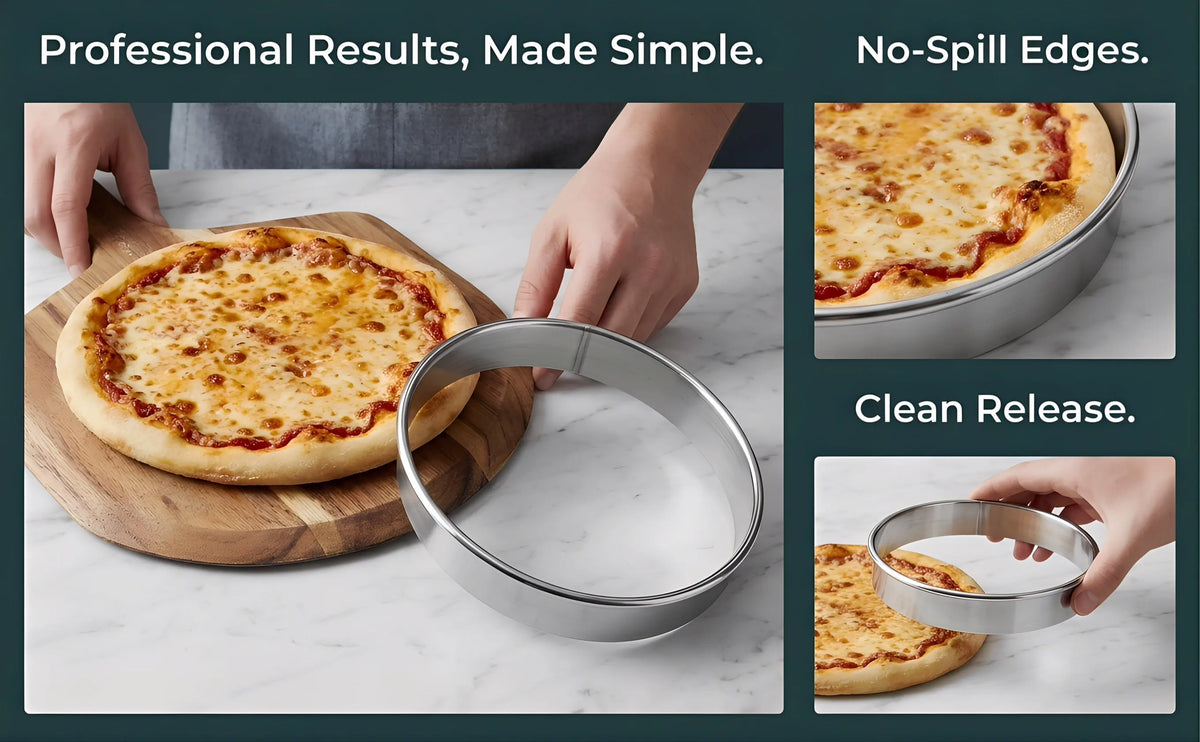 Stainless Steel Pizza Stuffing Ring – Deep Pan Baking Tool Pizza Baking Ring Richie's Default Title