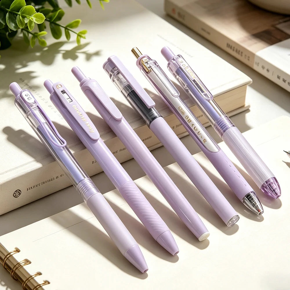 6-Pack Purple Aesthetic Gel Pens 0.5mm Fine Point Black Ink Gel Pen Set Richie's