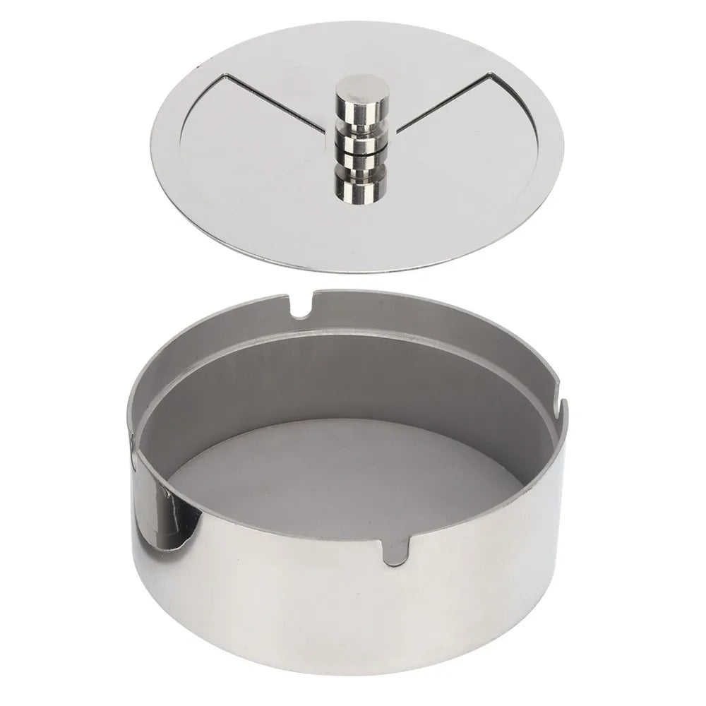 2-Pack Stainless Steel Windproof Ashtray with Lid & Cover Tabletop Ashtray Set Richie's