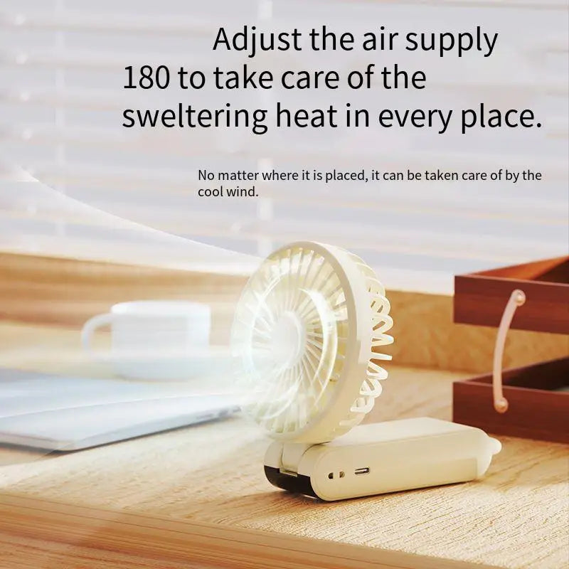 Foldable Handheld Fan USB-C Rechargeable LED Display 5-Speed Handheld Portable Fan Richie's