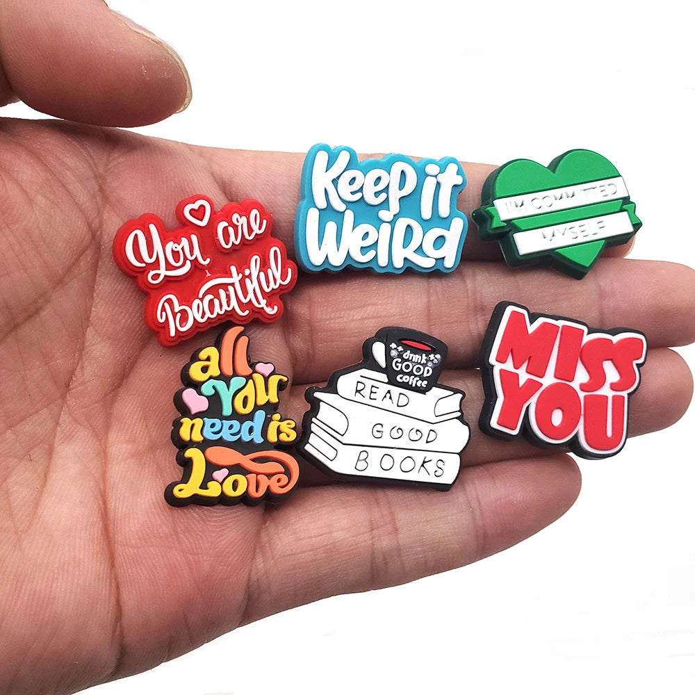 40Pcs Colorful Quote PVC Shoe Charms for Crocs DIY Decor Shoe Charms Richie's