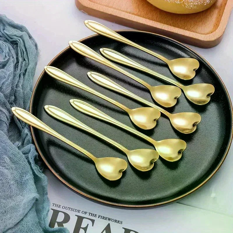 10-Piece Heart-Shaped Stainless Steel Coffee Spoon Set Coffee Spoon Set Richie's