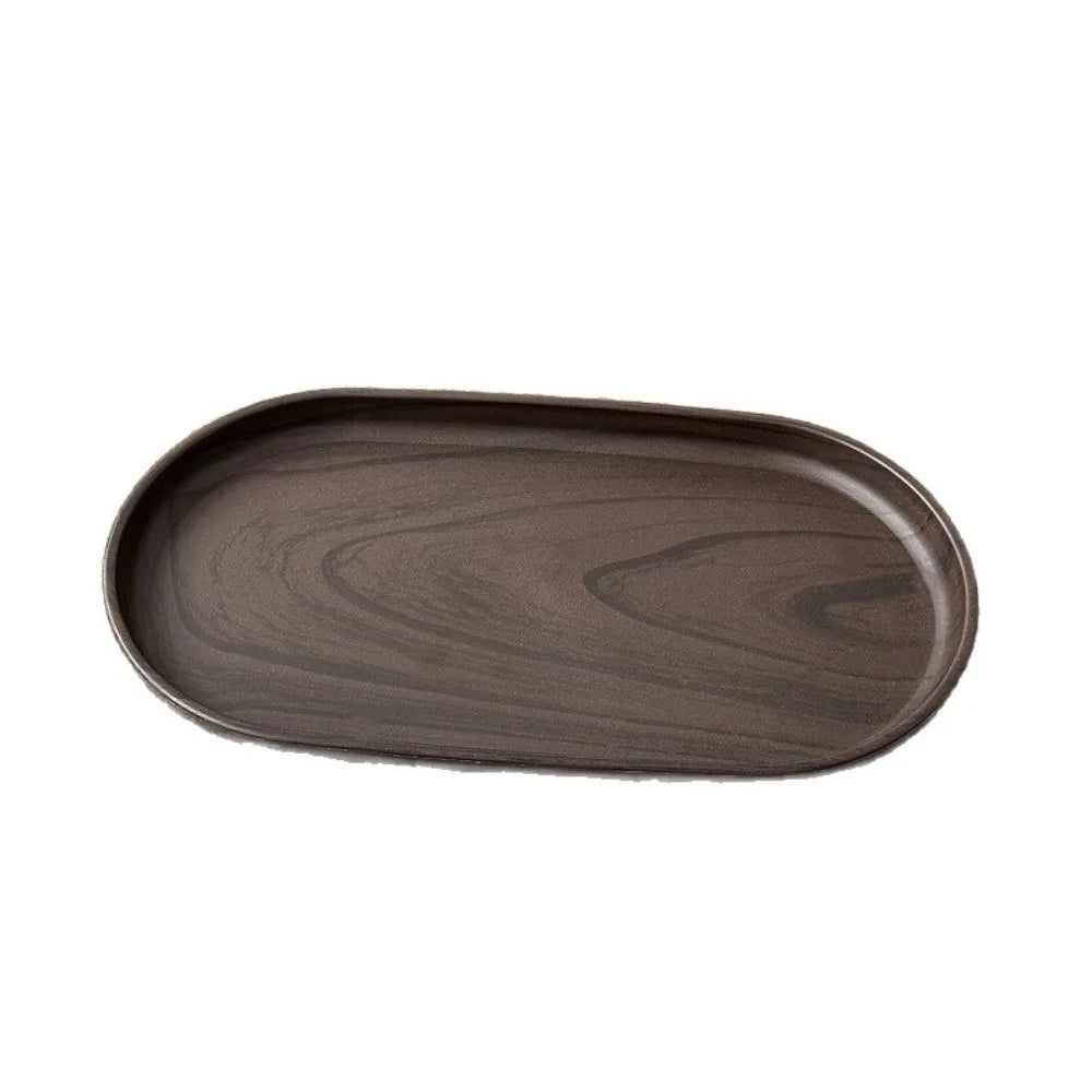 Vintage Oval Tray Walnut Wood Grain Fruit & Dessert Platter Serving Tray Richie's