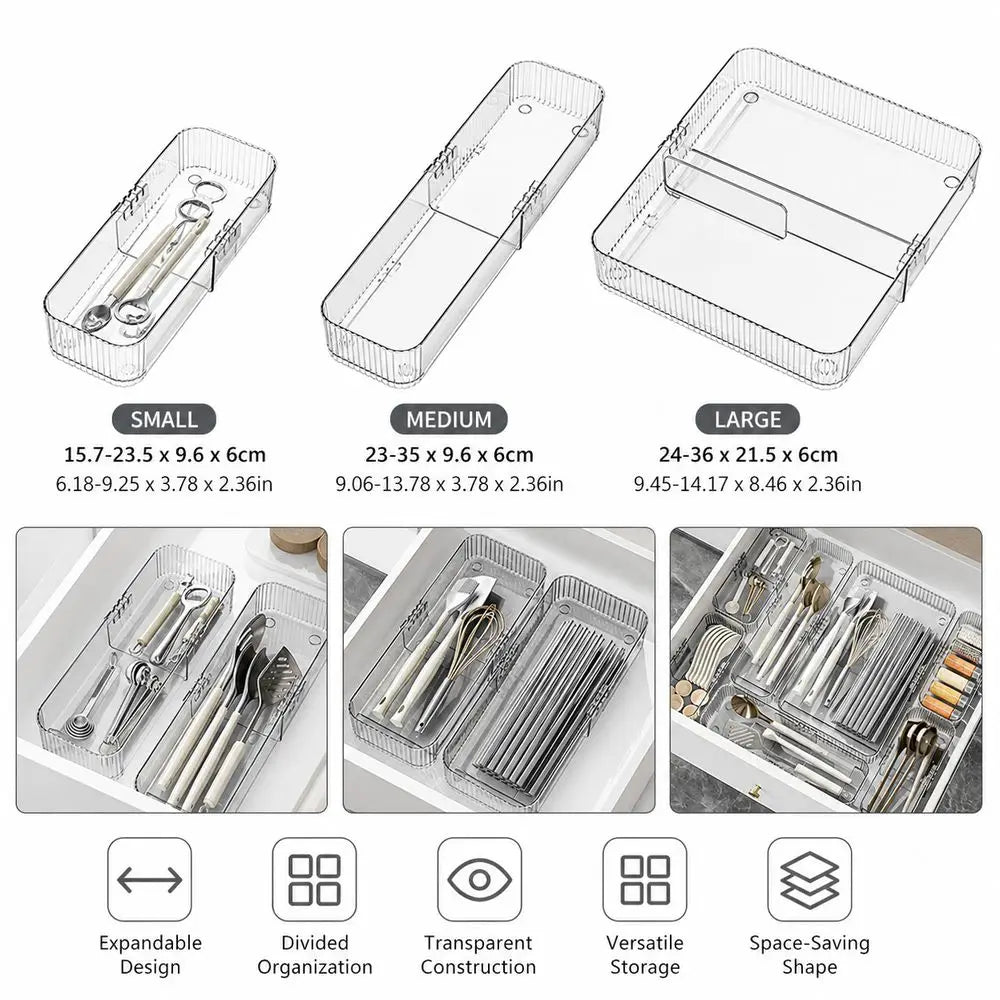 Expandable Drawer Organizer Tray – Adjustable Clear Divider Drawer Organizer Tray Richie's
