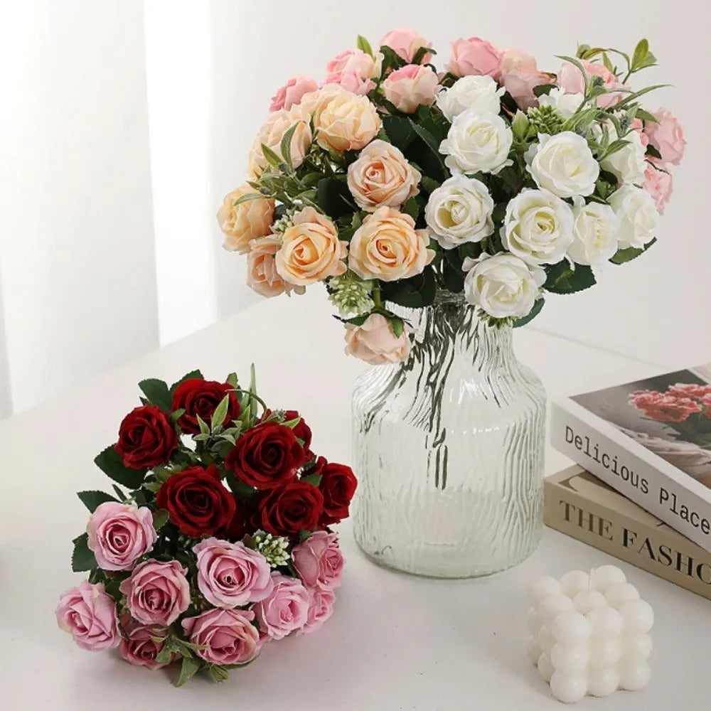 10-Head Artificial Rose Bouquet – 6 Colors for Home Decor Artificial Flower Bouquet Richie's
