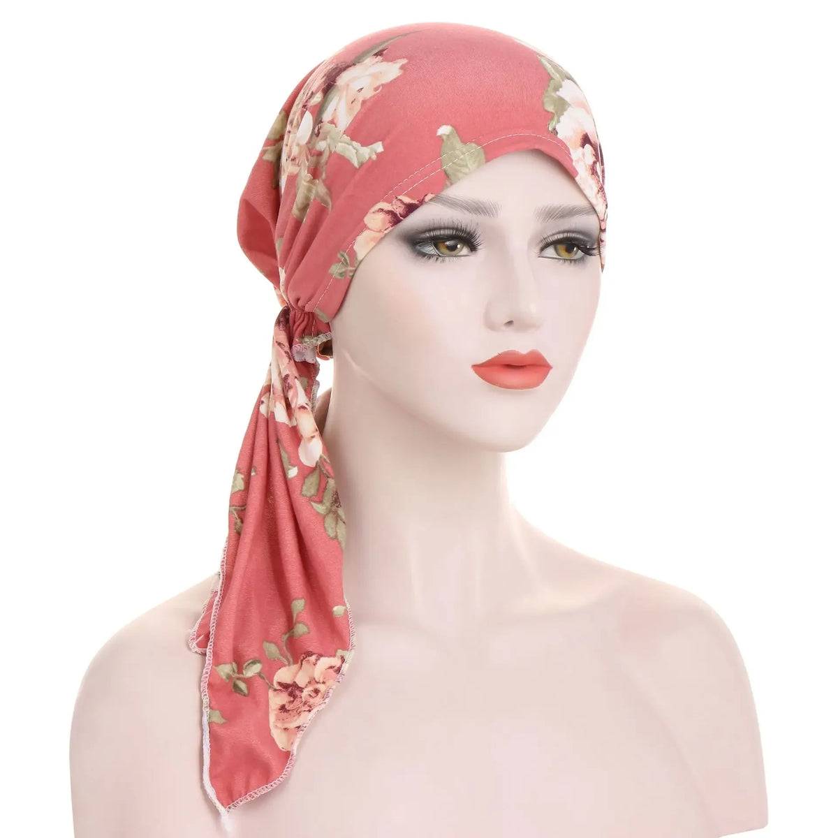 Women's Printed Pre-Tied Turban Cap Hijab Headscarf Bandana Turban Headscarf Cap Richie's skin powder