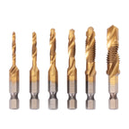 HSS Titanium Tap Drill Bit All-in-One Machining Tool Set 1–6pc Tap Drill Bit Set Richie's