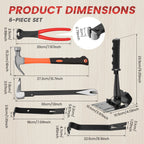6-Piece Pry Bar & Nail Puller Set with Hammer & Pliers Pry Bar Tool Set Richie's 6pcs set