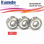 10PCS 608ZZ Miniature Ball Bearings 8x22x7mm ABEC-1/3/5 Miniature Ball Bearings Richie's ABEC-5 608 ZZ 10Pcs