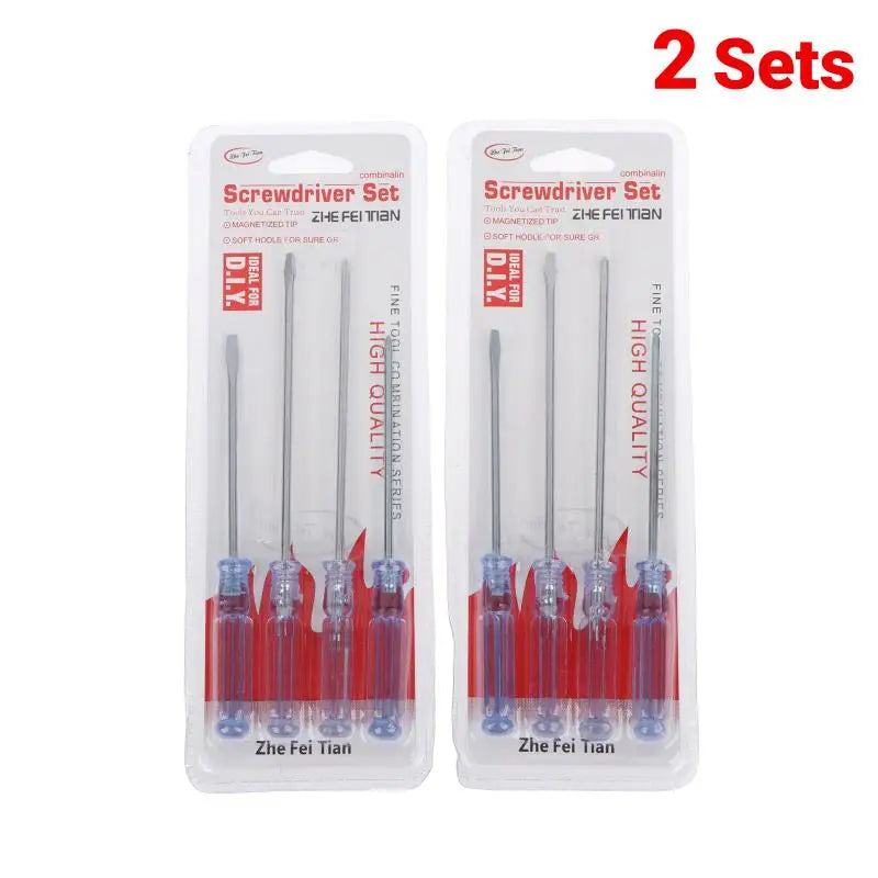 4-Piece Precision Screwdriver Set – Slotted & Cross Blue Handle Precision Screwdriver Set Richie's 2Set