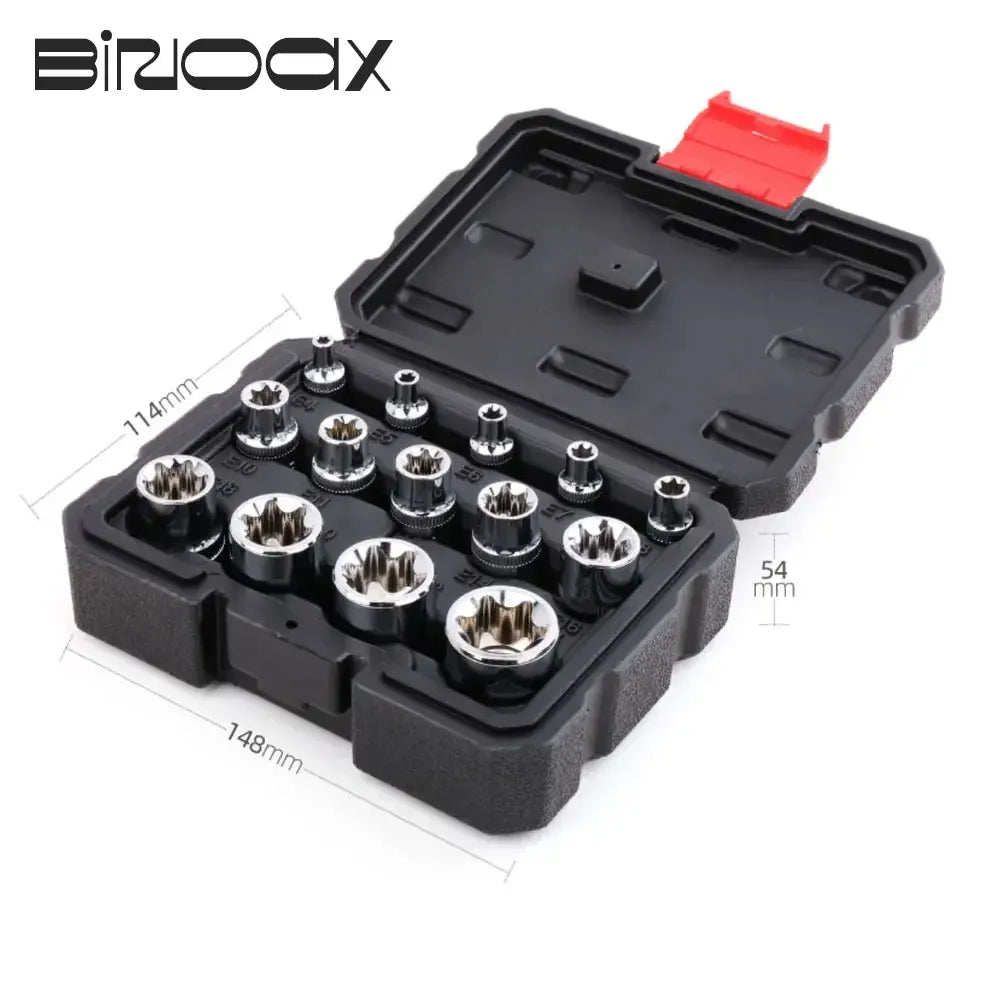 14Pc Female E-TORX Star Socket Set E4–E24 | 3 Drive Sizes Socket Set Richie's