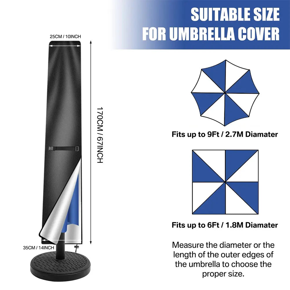 APWIKOGER Patio Umbrella Cover Waterproof Anti-UV with Zipper Patio Umbrella Cover Richie's black 170cm