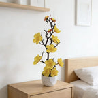 Red Artificial Plum Blossom Bonsai | Fake Flower Potted Plant Artificial Potted Plant Richie's Yellow