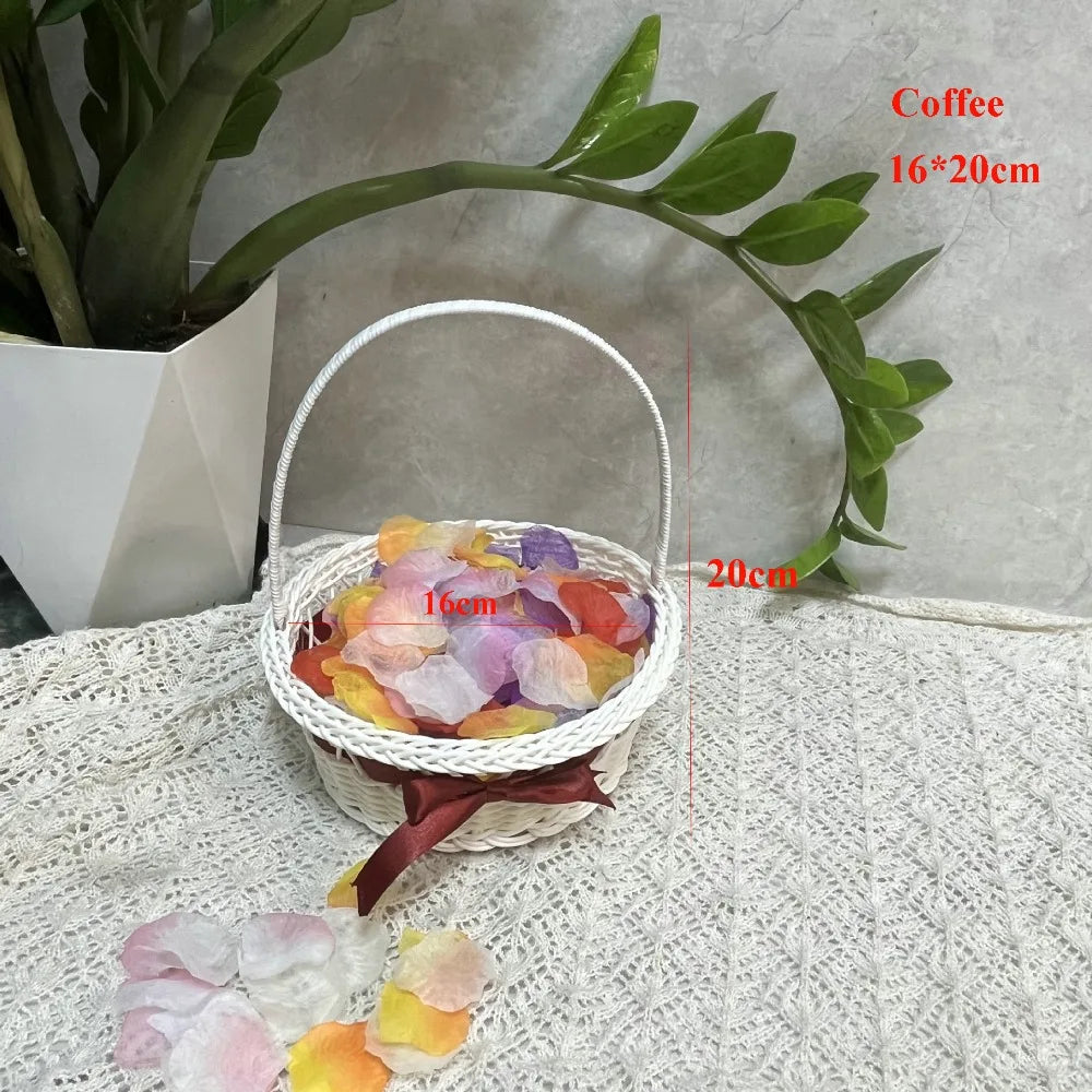Handwoven Imitation Rattan Storage Basket with Handle – 8 Styles Woven Storage Basket Richie's Coffee
