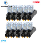 10pcs MY2NJ DPDT Power Relay with Socket Base 12V 24V 110V 220V Power Relay Richie's AC 380V