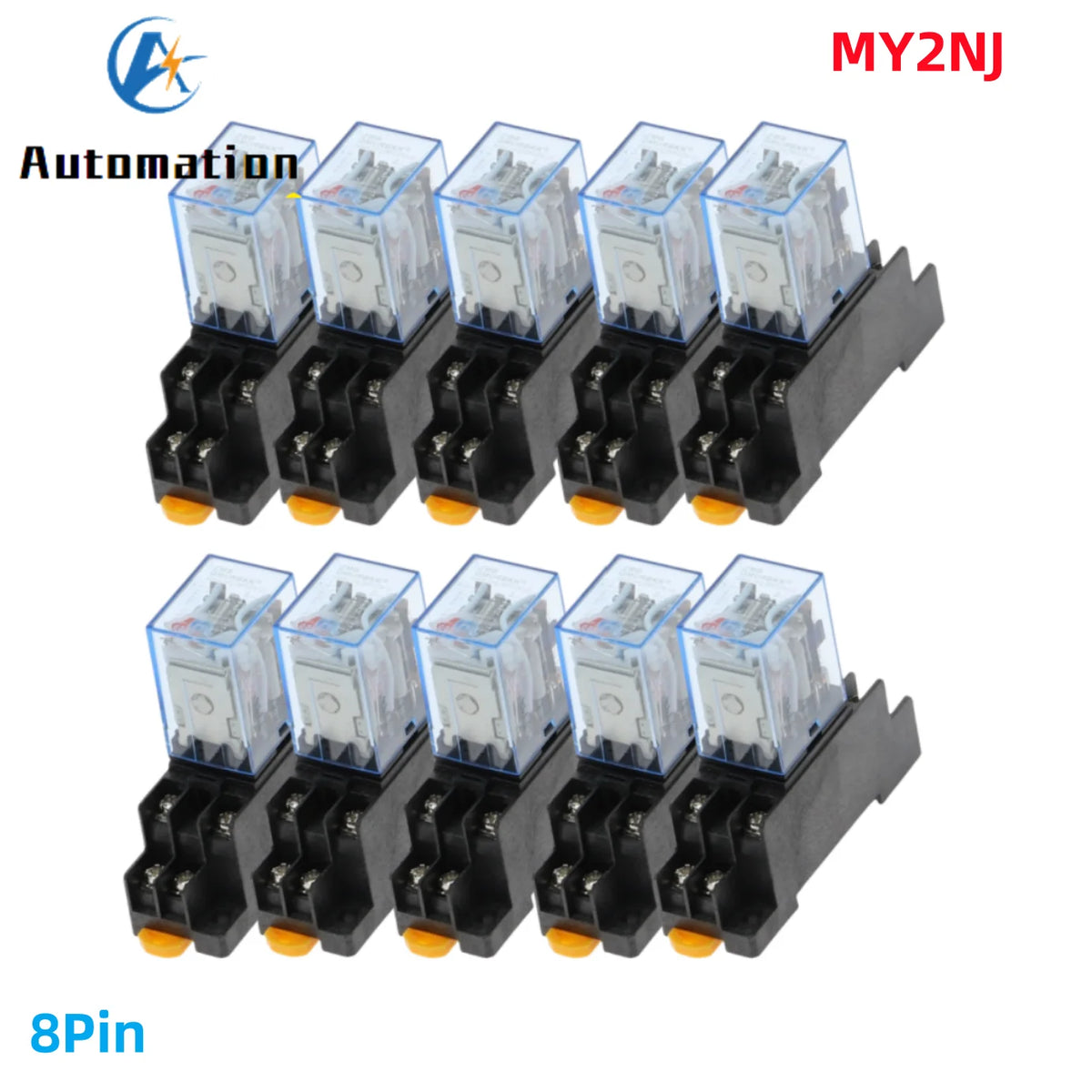 10pcs MY2NJ DPDT Power Relay with Socket Base 12V 24V 110V 220V Power Relay Richie's AC 380V