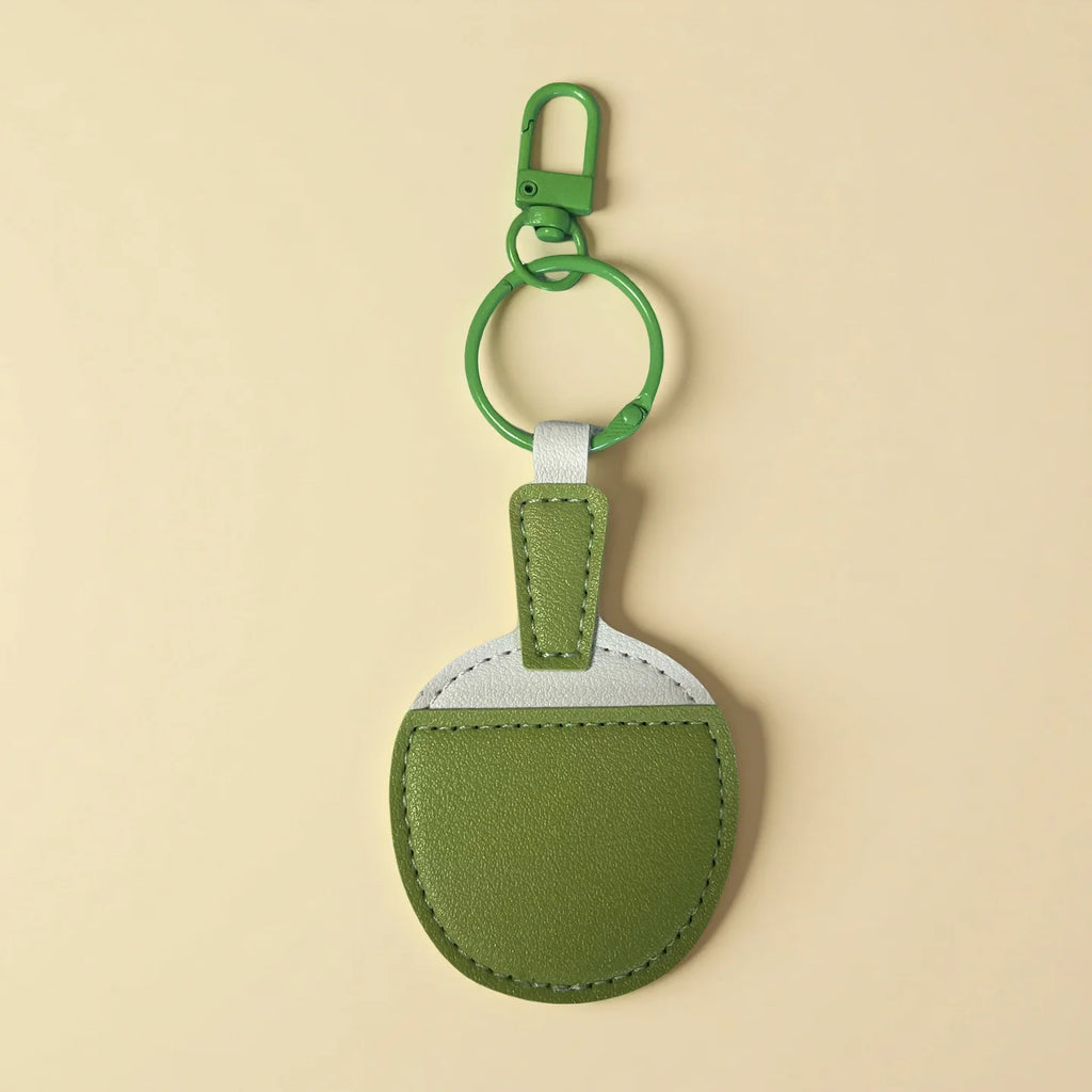 Ping-Pong Racket Keychain PU Leather Table Tennis Bag Pendant Sports Keychain Pendant Richie's green 14.5x5cm