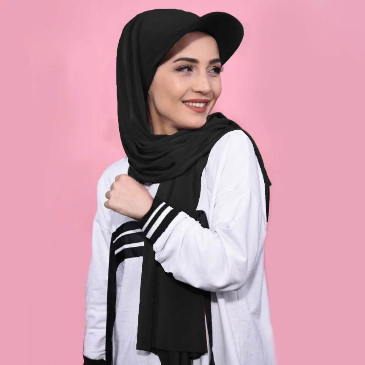 Women's Brim Bandana Turban Cap – Sun Visor Hijab Hat Women's Turban Cap Richie's Black