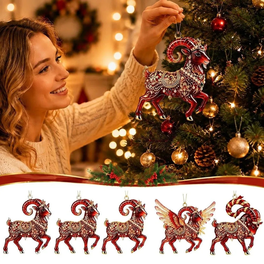 Acrylic Zodiac Ram Christmas Ornament – Red & Gold Angel Wings Christmas Ornament Richie's