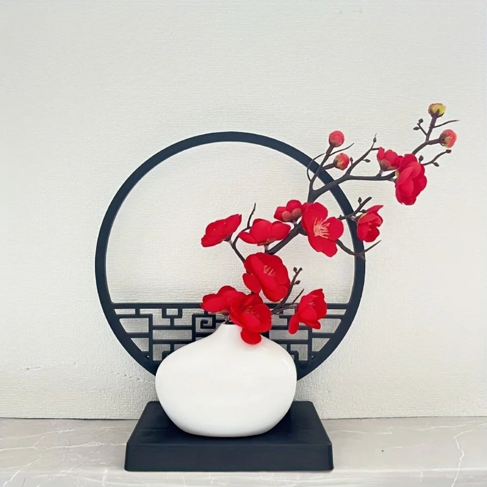 Artificial Plum Blossom Bonsai – Chinese Faux Flower Décor Artificial Bonsai Decor Richie's Red-3pcs