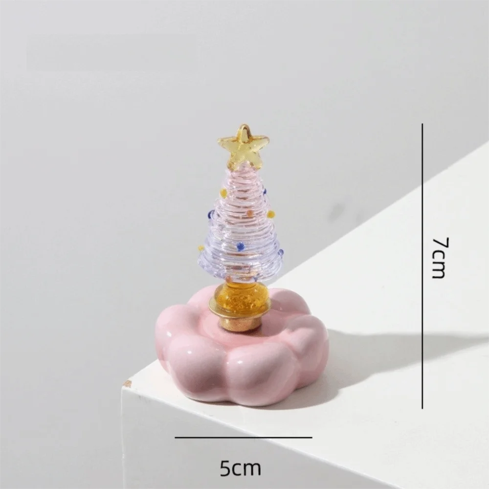 Glass Christmas Tree Figurine with Rotating Ceramic Base | Mini Christmas Figurine Richie's Lavender