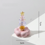 Glass Christmas Tree Figurine with Rotating Ceramic Base | Mini Christmas Figurine Richie's Lavender