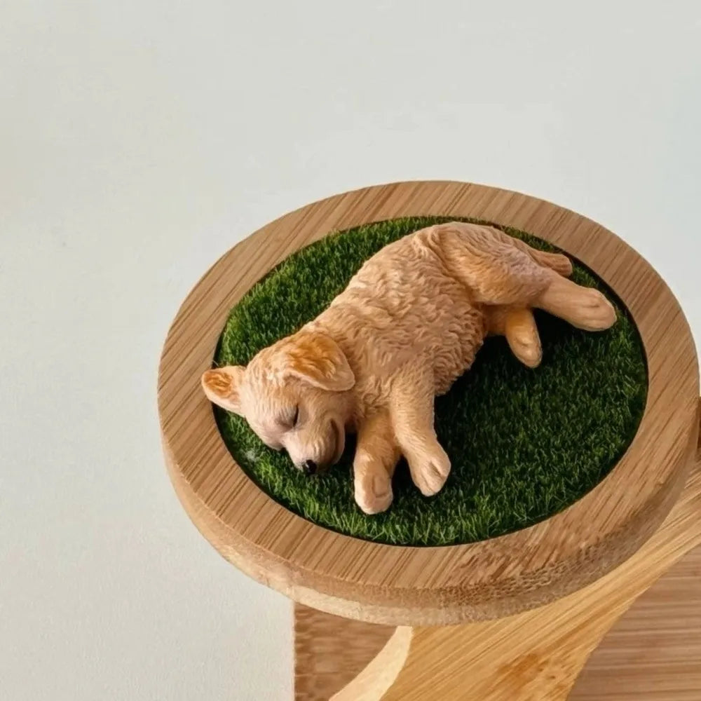 2Pcs Golden Retriever Sleeping Puppy Resin Car Ornaments Resin Dog Figurine Richie's