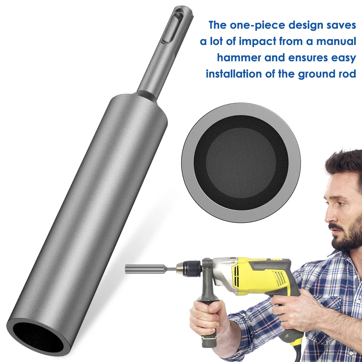 SDS Plus Ground Rod Driver 17mm Hardened Steel | 1–4 PCS Ground Rod Driver Richie's