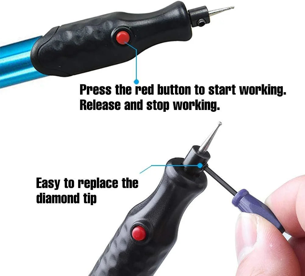 Cordless Electric Micro Engraver Pen – Metal Glass Wood DIY Engraving Tool Richie's
