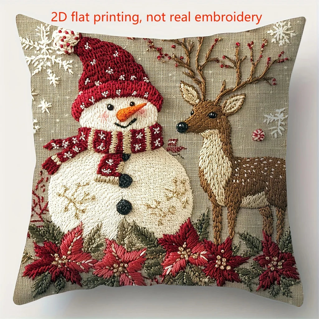 4pcs Christmas Pillow Covers – Santa, Snowman & Reindeer Designs Christmas Pillow Covers Richie's