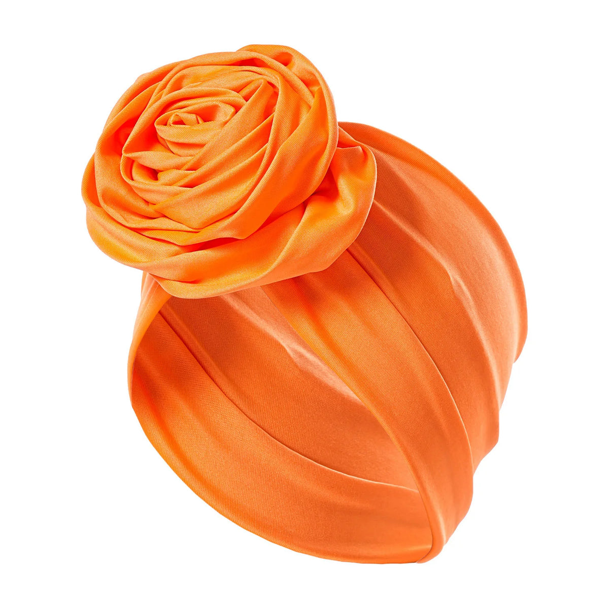 Women's Turban Head Wrap Hijab Cap with 3D Rose Flower Turban Head Wrap Richie's orange