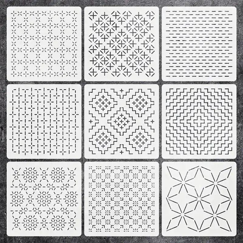 Sashiko Embroidery Stencils 9/32Pcs Reusable Geometric Templates Embroidery Stencil Set Richie's 9Pcs
