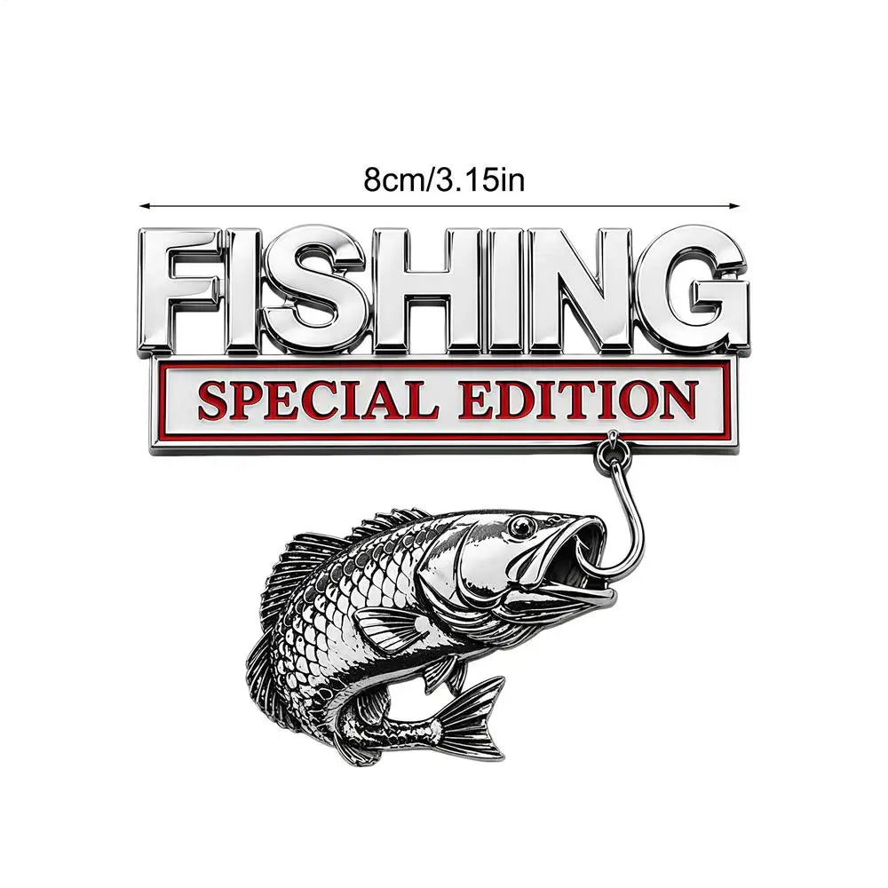 Metal Fishing Car Badge Emblem | SUV Truck Boat Sticker Car Emblem Badge Richie's Silver