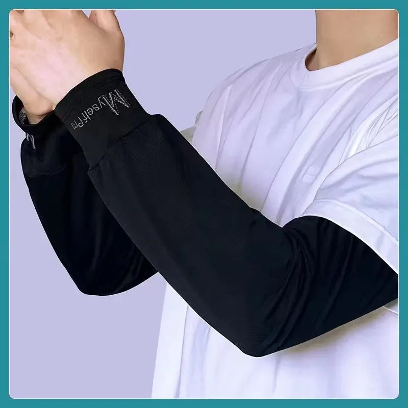 UV Protection Ice Silk Arm Sleeves – Cooling Outdoor Cover UV Arm Sleeves Richie's Black