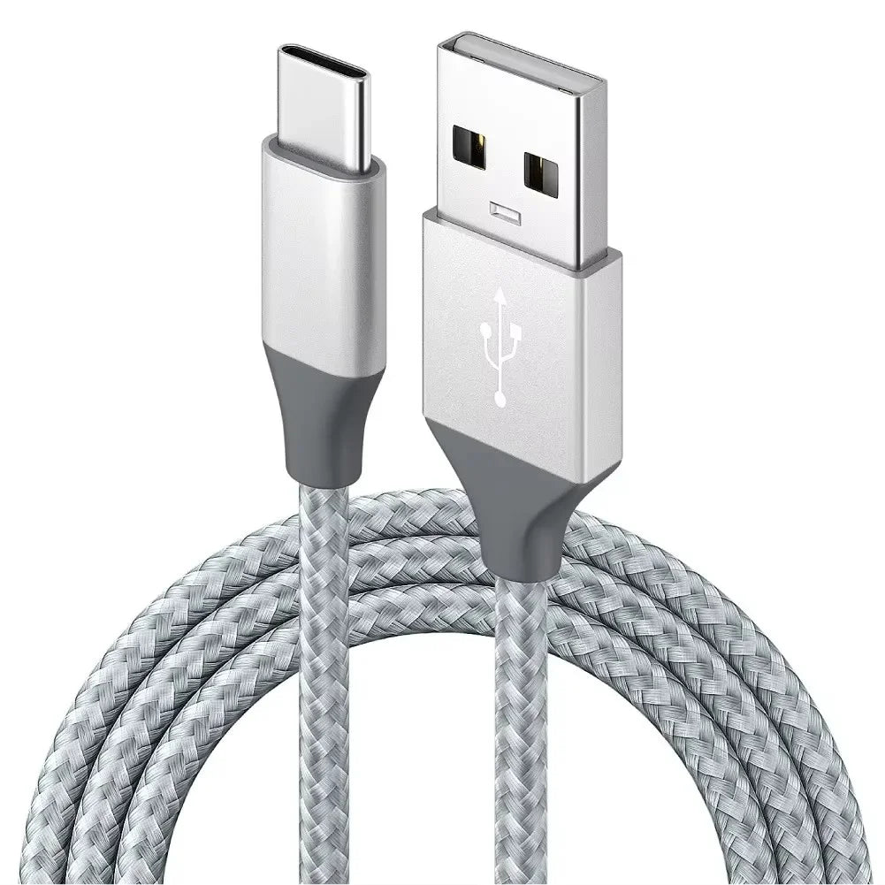 FUCHU QC3.0 USB-C Nylon Braided Fast Charging Cable 1M 2M 3M USB Charging Cable Richie's Grey White 3m