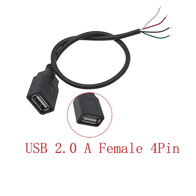 USB Connector Cable Micro USB Type C USB 2.0 A Male Female DIY USB Connector Cable Richie's USB Female 4Pin 1M 1Pcs
