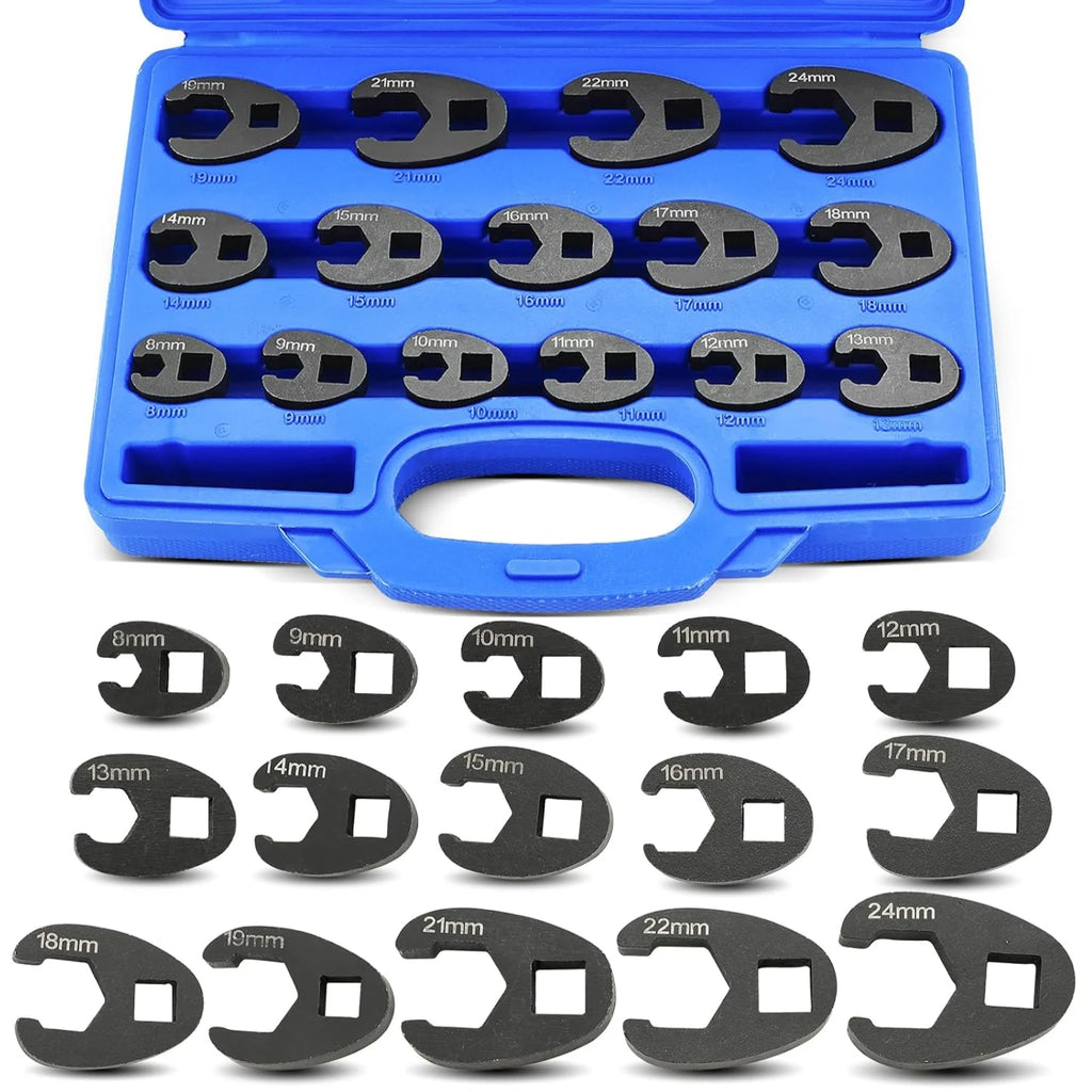 15pc Metric Crowfoot Wrench Set 3/8" & 1/2" Drive 8–24mm Crowfoot Wrench Set Richie's Crowfoot Wrench Set