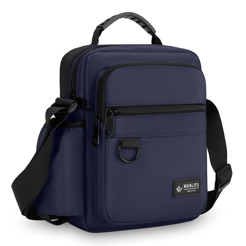 Men's Oxford Crossbody Bag – Shoulder Bag with Bottle Pocket Men's Crossbody Bag Richie's Blue 20cmX26cmX6cm