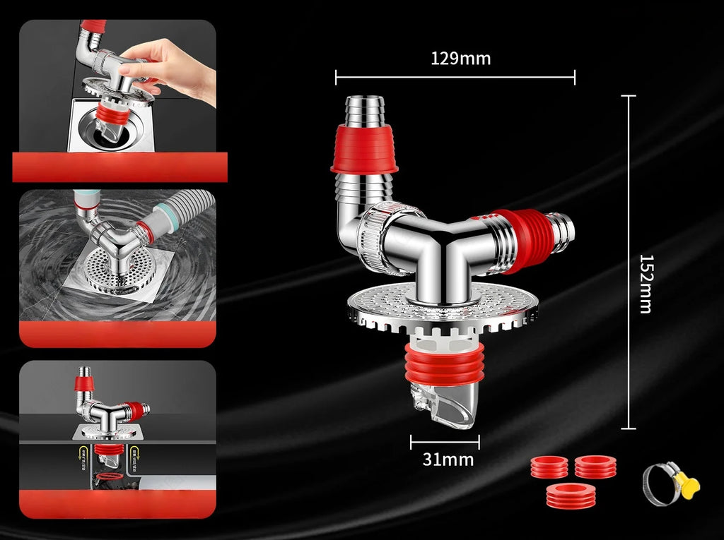 Washing Machine Floor Drain Tee Connector – Anti-Odor Adapter Floor Drain Adapter Richie's D